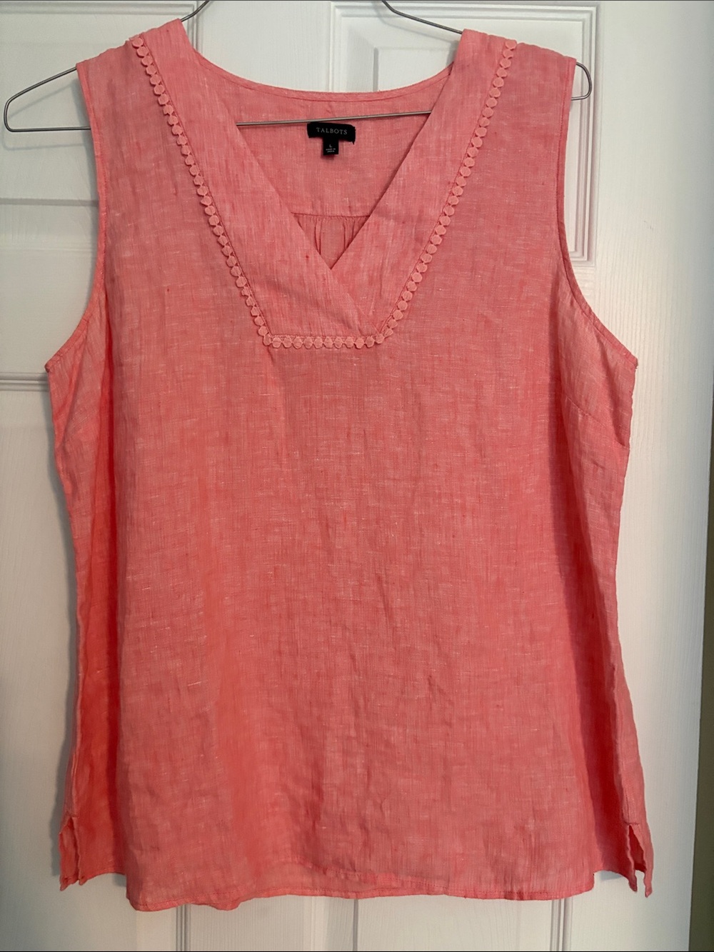 Talbots Coral V-Neck Sleeveless Linen Camisole